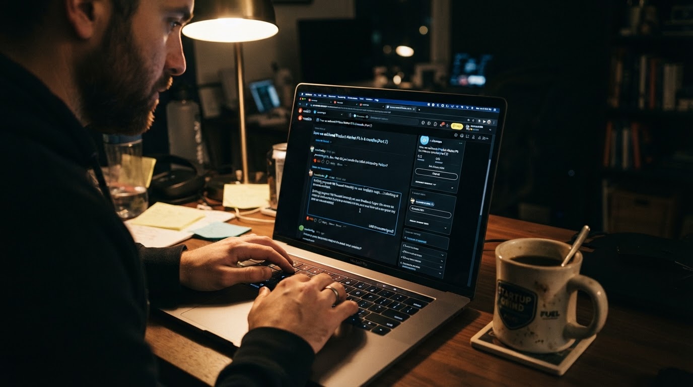 Close-up of a laptop screen showing a Reddit thread with a highlighted comment reply being composed,